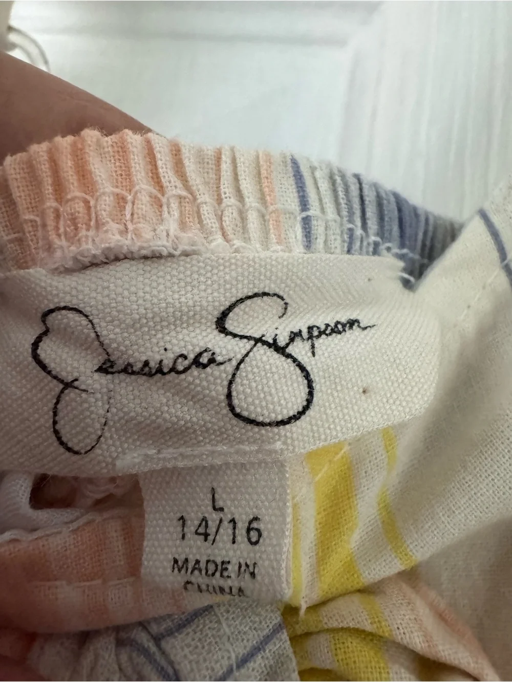 Jessica Simpson Girls' Striped Sundress in Peach, Blue & Yellow